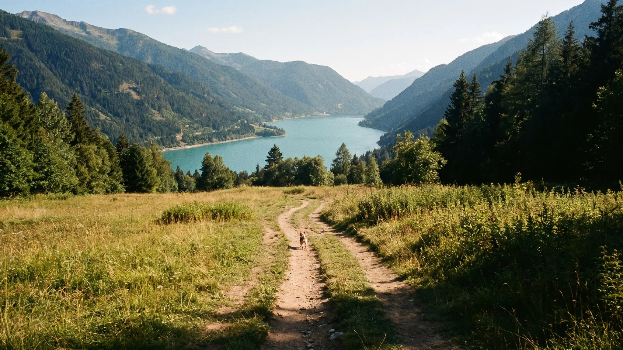 Urlaub mit Hund in Nordrhein-Westfalen — Australian Shepherd in der Landschaft