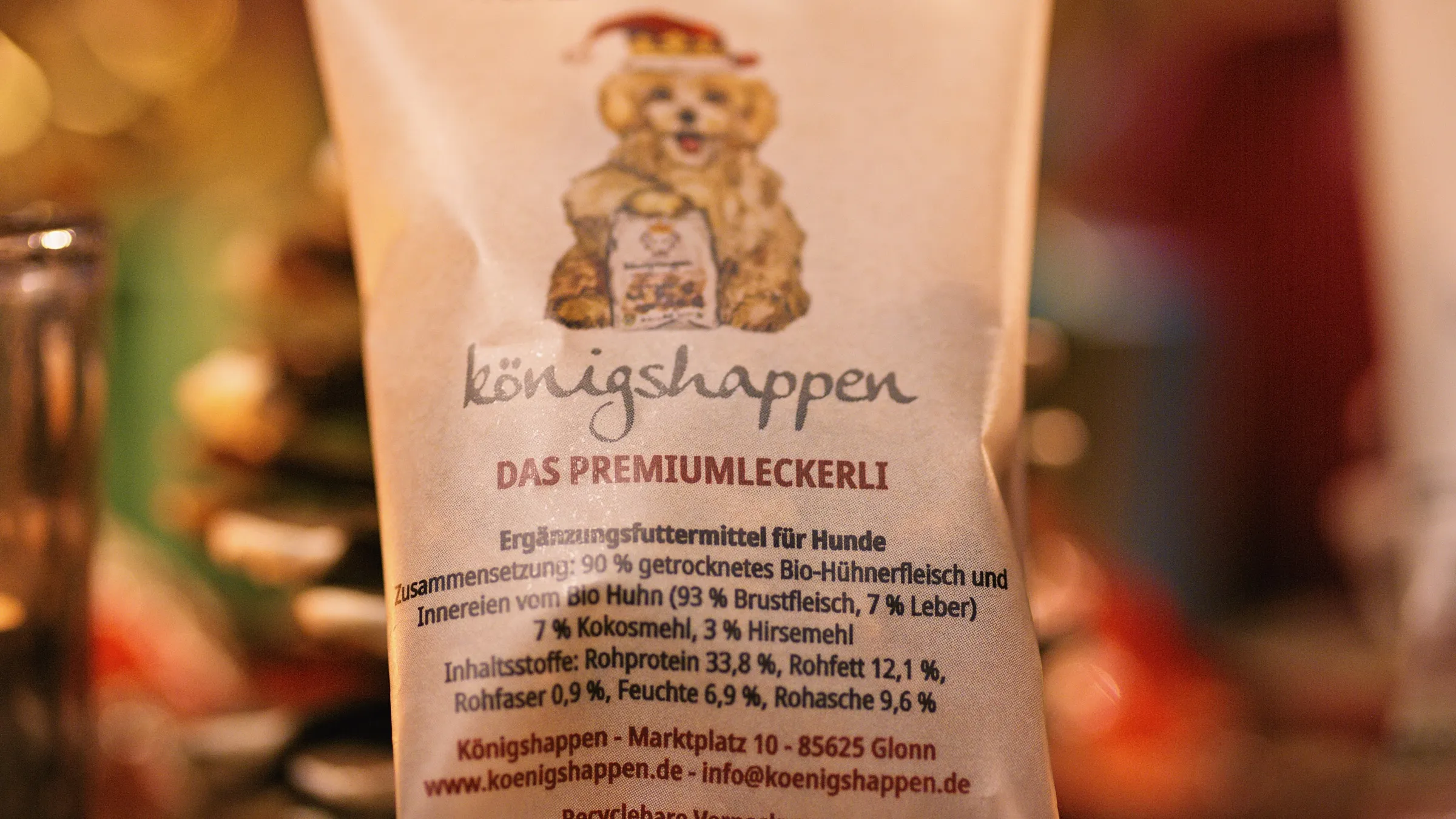 Königshappen Weihnachtsedition – 50 × 10 g Bio-Huhn — Rückseite