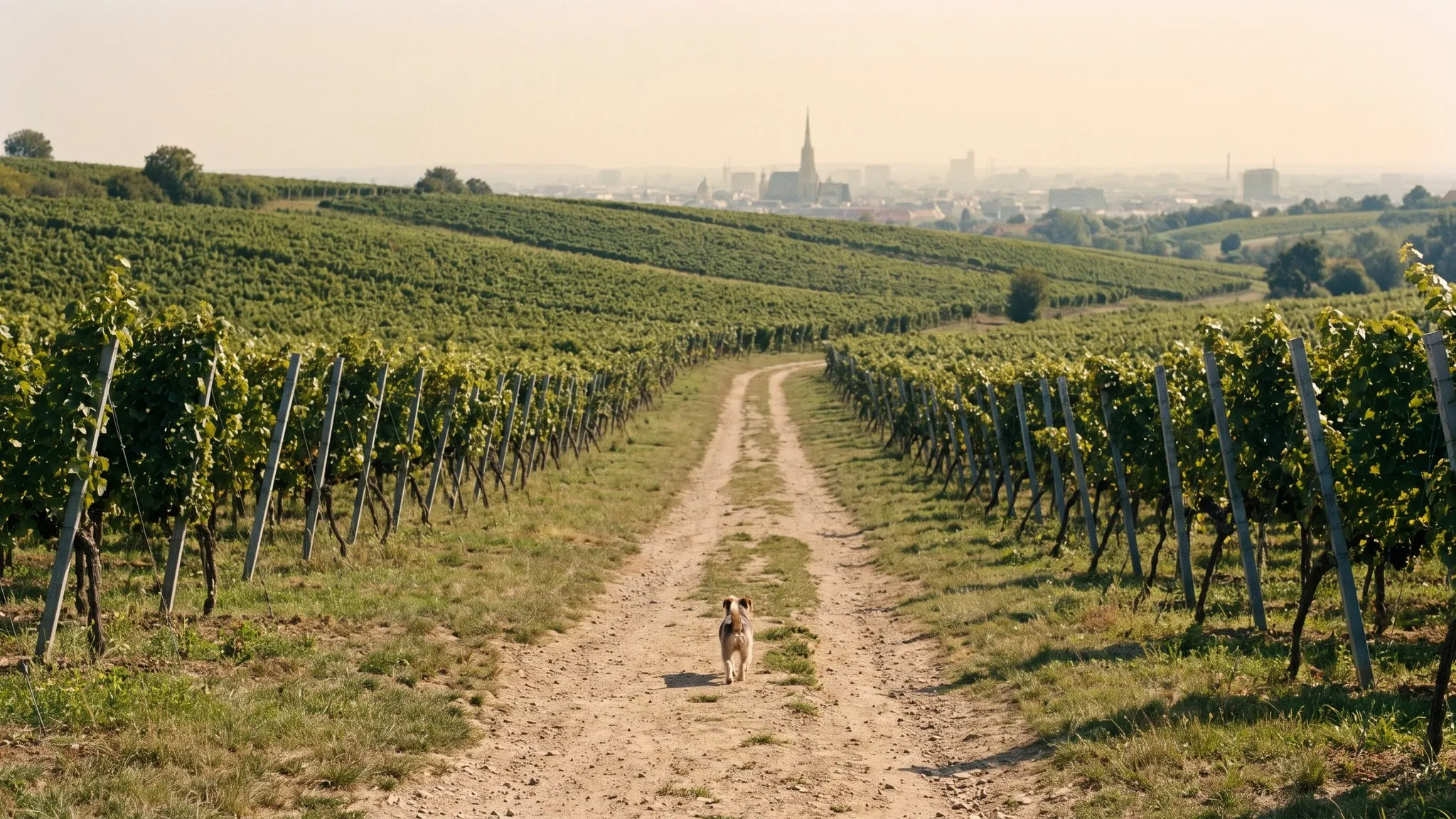 Urlaub mit Hund in Wien & Umland — Australian Shepherd in der Landschaft